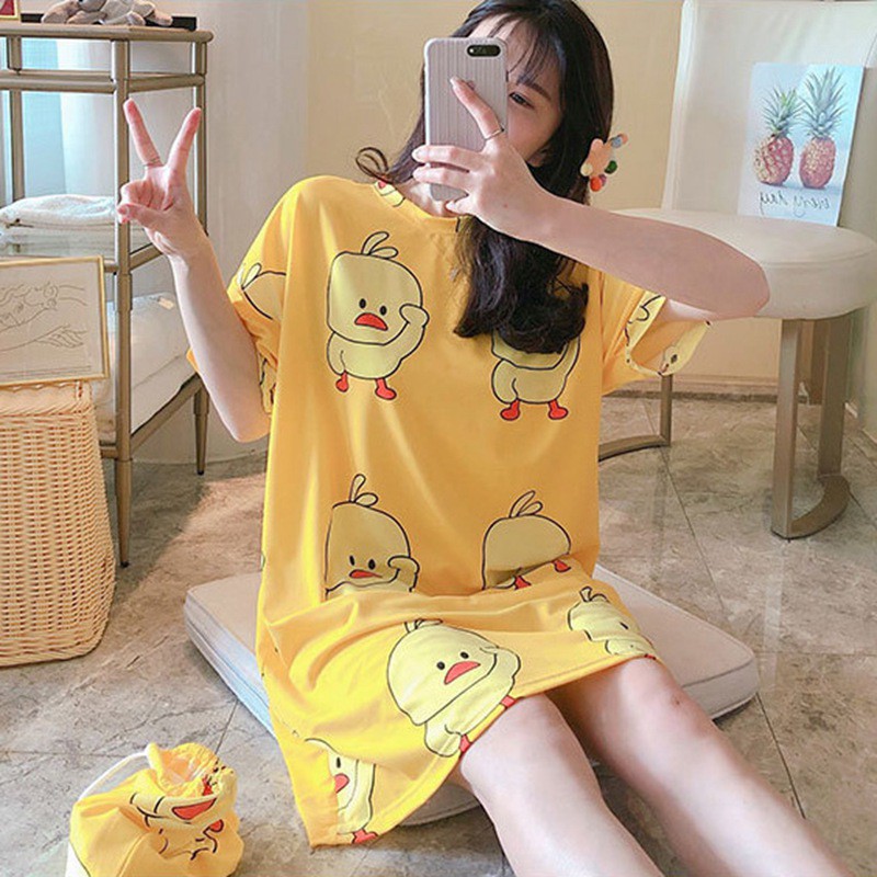 Summer New Women Short-sleeved Nightdress ,Summer Spring And Autumn Thin Section Loose Home Service Long Pajamas | BigBuy360 - bigbuy360.vn