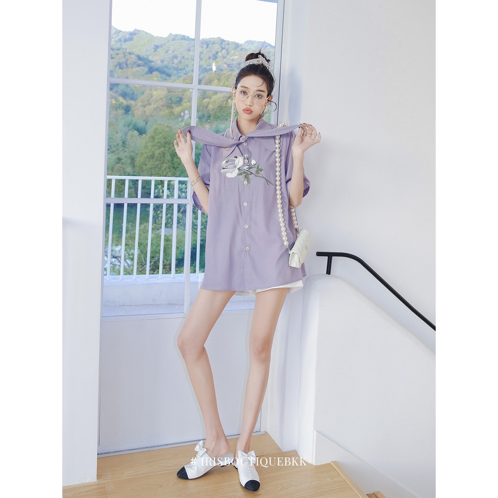 Iris Boutique IS137 22/SS lavender shirt - Áo sơ mi