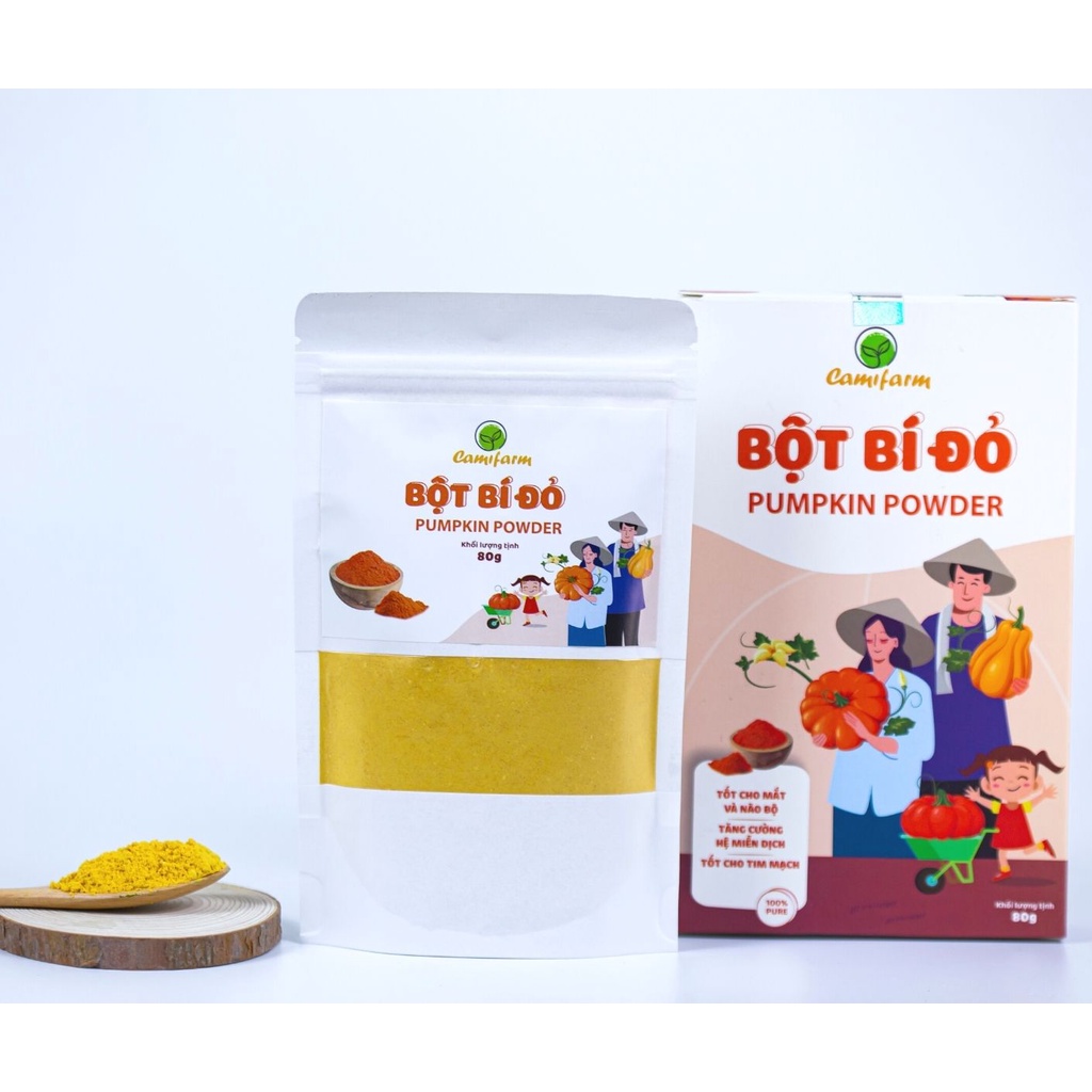 Bột Bí Đỏ CAMIFARM Bột Rau Củ Sấy Lạnh Nguyên Chất 100% Túi 30G