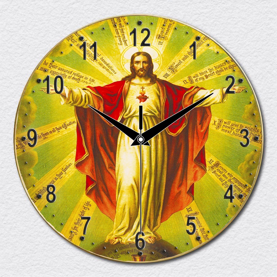 Đồng Hồ Treo Tường in hình 3D Tráng Gương, Đòng Hồ Công Giáo Trang Trí Decor Nhà Cửa Phòng Khách kim trôi size 35cm