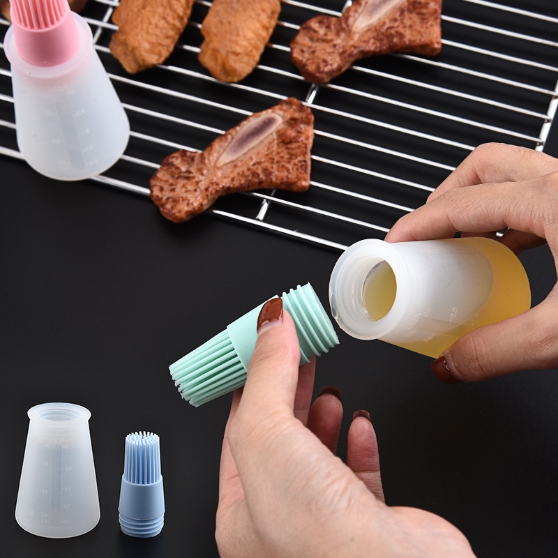 (Bán Buôn Sỉ) Chổi Quét Dầu Ướp Gia Vị Kèm Bình Đựng Dụng cụ phết dầu làm bánh và nướng BBQ