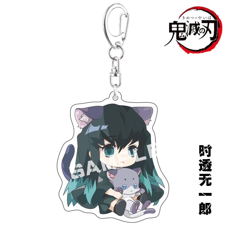 Demon slayer Keychain Bag Pandant Acrylic Keyring Two Side Anime Tanjirou Nezuko Key Chain souvenir Prop