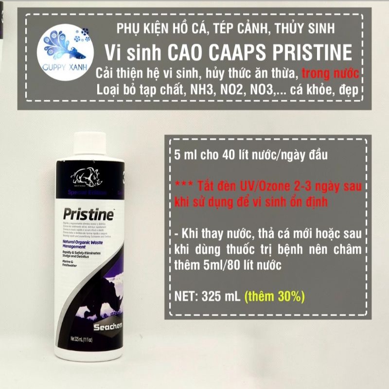 Vi sinh Seachem Pristine phân hủy phân cá và chất hữu cơ