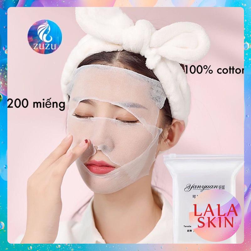 Bông tẩy trang 200 bông Đắp mặt nạ Lotion cotton pad mềm dai không bị ra xơ bông 100% cotton an toàn với làn da