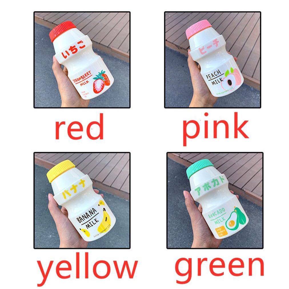 Bình Lắc Pha Trà Bằng Nhựa Không BPA Hình Chai Yakult Hoạt Hình Đáng Yêu Thời Trang Du Lịch Ngoài Trời