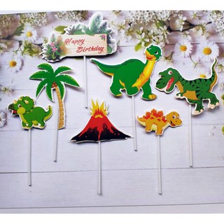 Tag cắm bánh - Set cắm động vật khủng long - Phụ kiện bánh sinh nhật