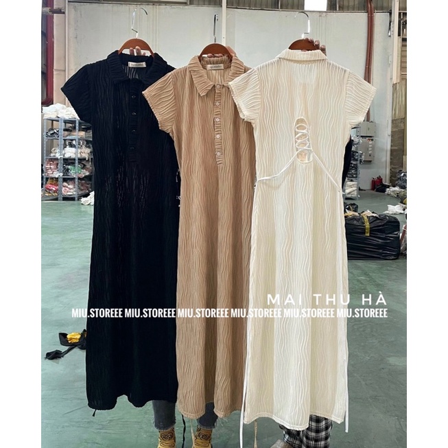 VÁY MAXI POLO TRƠN LƯỢN SÓNG KÈM VÁY HAI DÂY LÓT VPMTLS