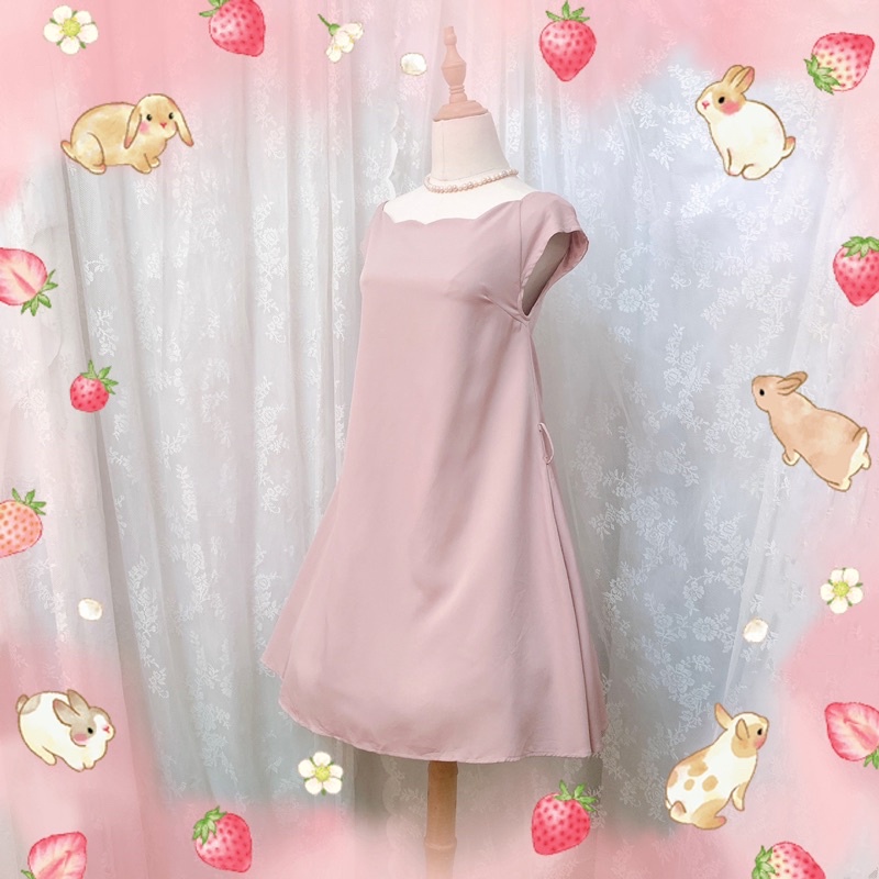 Đầm voan Nhật GRL hồng nude