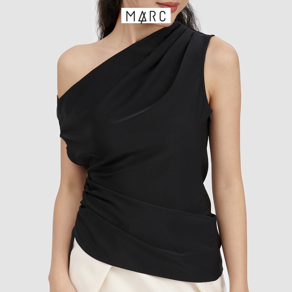 Áo kiểu nữ MARC FASHION satin lệch vai rút dây