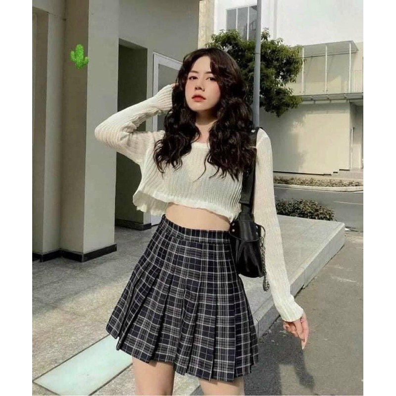 Chân Váy Xếp Ly Hàn Quốc Dáng Chữ A Bigsize Ulzzang Cạp Cao | Tdshopnt - V01
