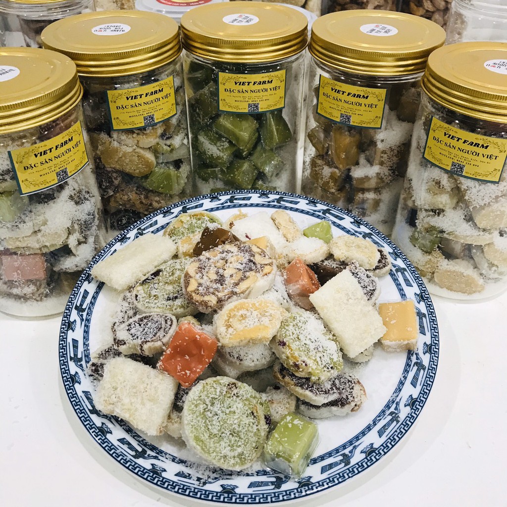 Kẹo dừa bến tre ngon VIETFARM mix 10 vị 250g - 500g -1kg