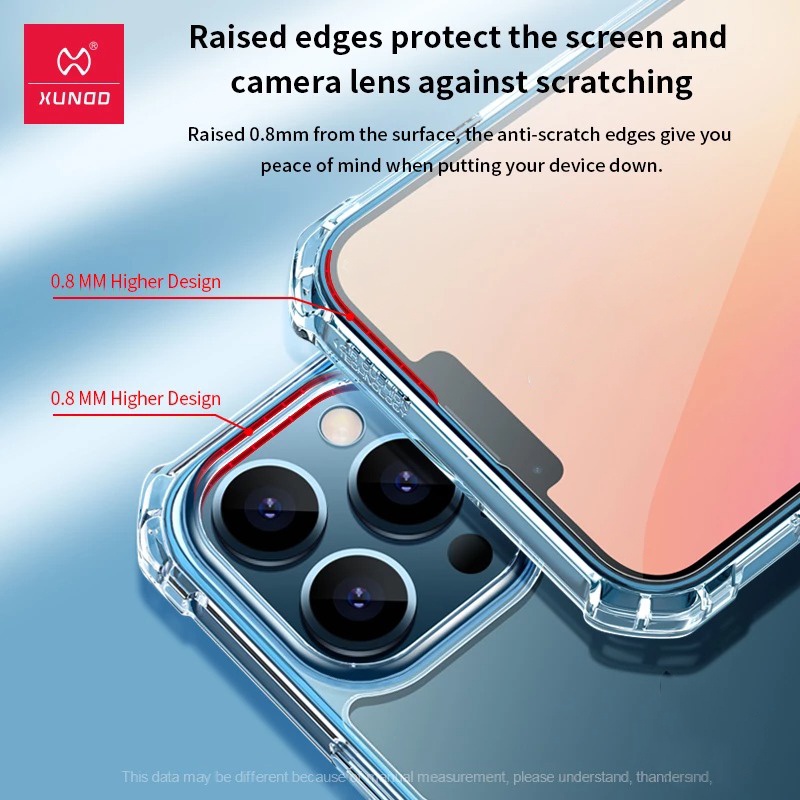 Ốp lưng XUNDD iPhone 14/ 14 Plus/ 14 Pro/ Max/ 13/ 13 Pro/ Max/ 12/ 12 Pro/ Max/ 11/ 11 Pro/ Max, Chống sốc, Lưng trong