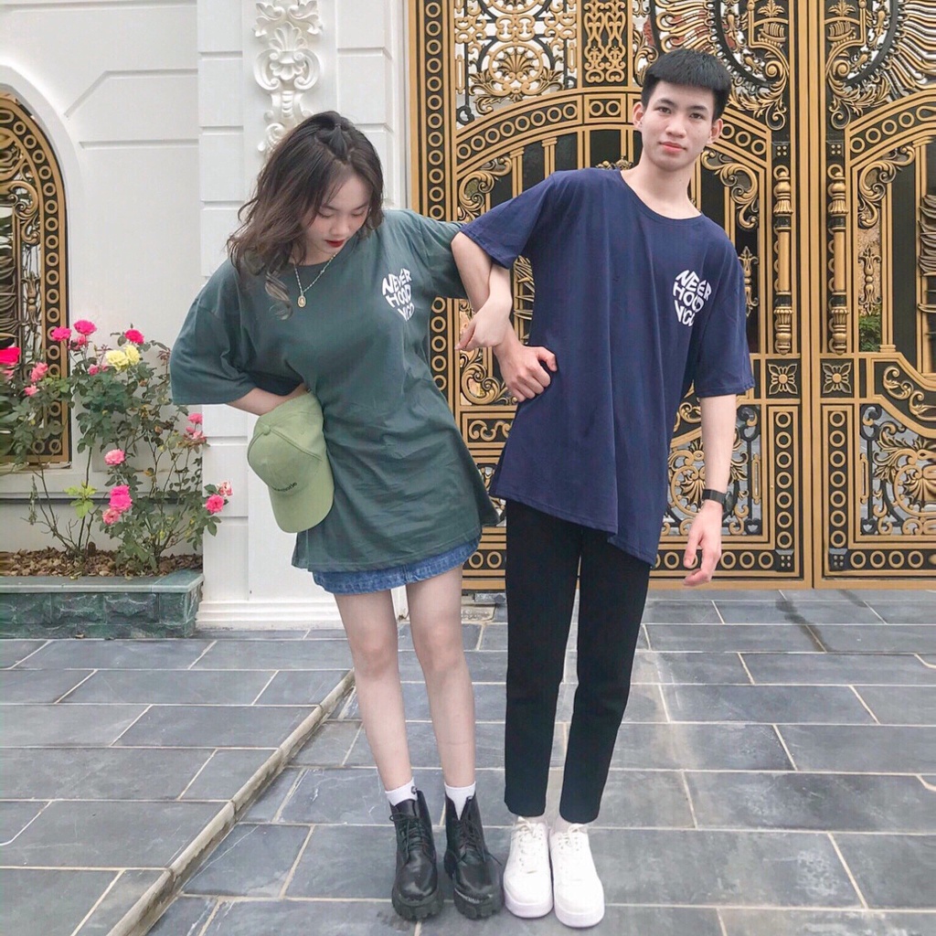 Áo thun cặp nam nữ, áo phông rộng tay lỡ