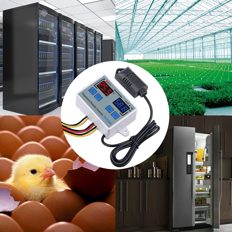 W1099 Bộ điều nhiệt kỹ thuật số kép Humidistat Máy ấp trứng Nhiệt độ Bộ điều chỉnh độ ẩm Bộ điều chỉnh Nhiệt kế Ẩm kế