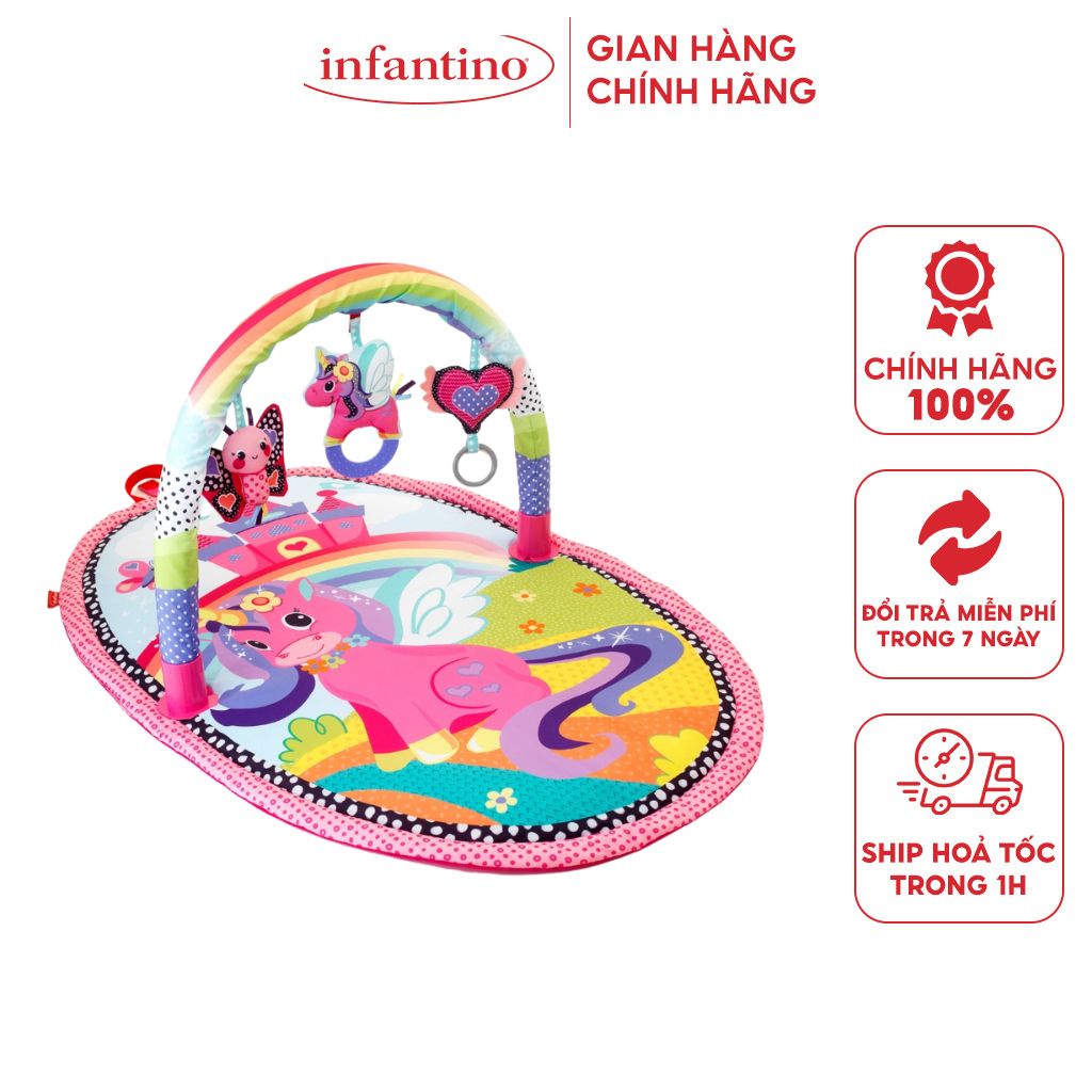 Thảm Chơi Cho Bé Sơ Sinh INFANTINO - Đồ Chơi Unicorn Gym Vận Động 4 Giác Quan Size To