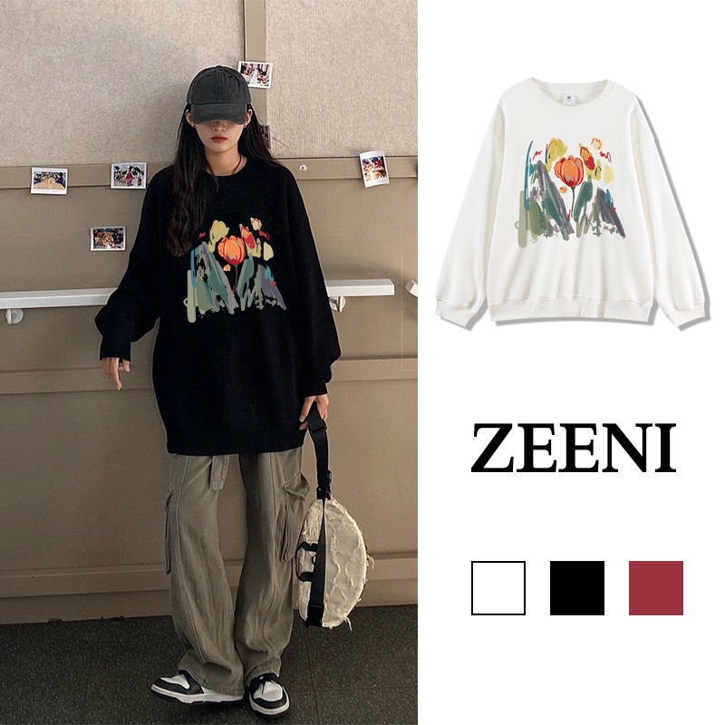 Áo sweatshirt nữ SELVZE tay dài in hình thời trang retro