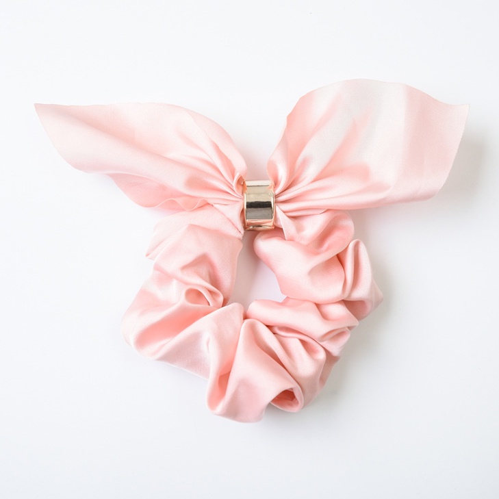 Dây buộc tóc Scrunchies lụa bóng dễ thương có nhẫn HD82