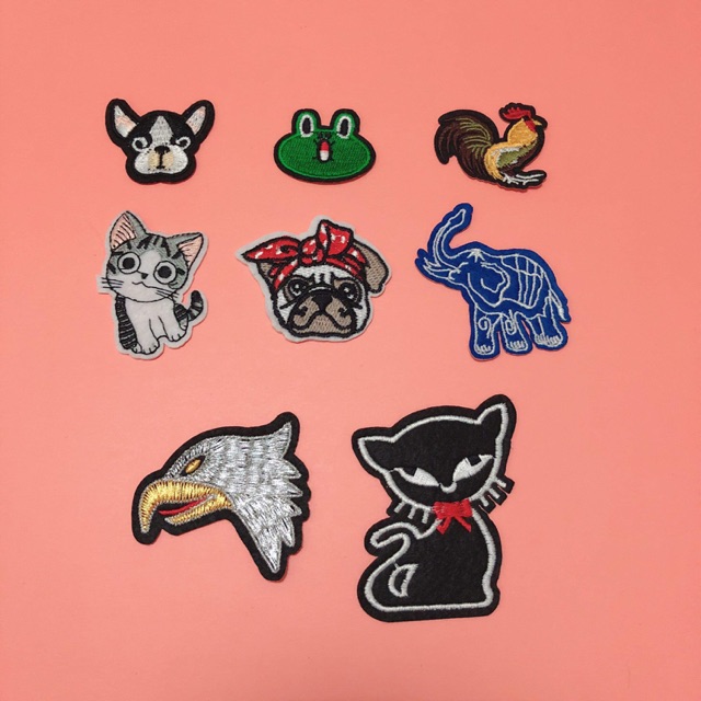 Sticker ủi, patch ủi, hình ủi con vật (Phụ liệu may vá trang trí quần áo may mặc, Handmade, DIY)