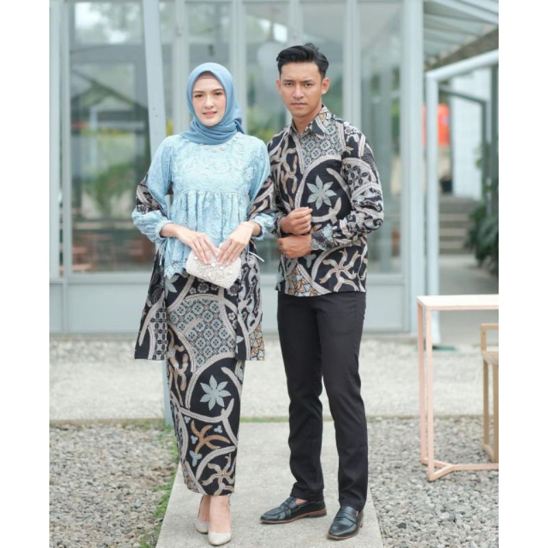 Mahesari kebaya Áo Cặp Đôi Màu Xanh Dương Nhạt Hàng Mới Nhất Hiện Đại kebaya
