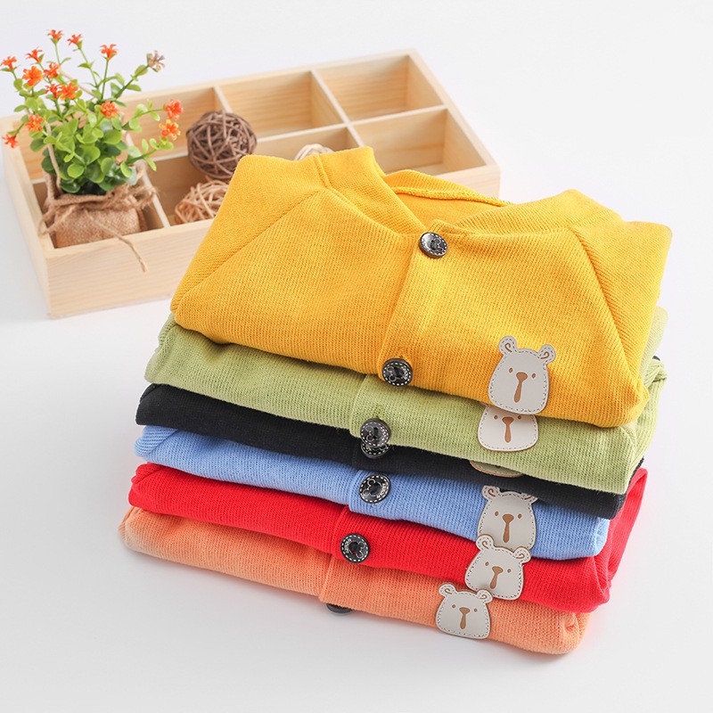 Áo Khoác Cardigan Dệt Kim Hoạ Tiết Hoạt Hình Đáng Yêu Cho Bé