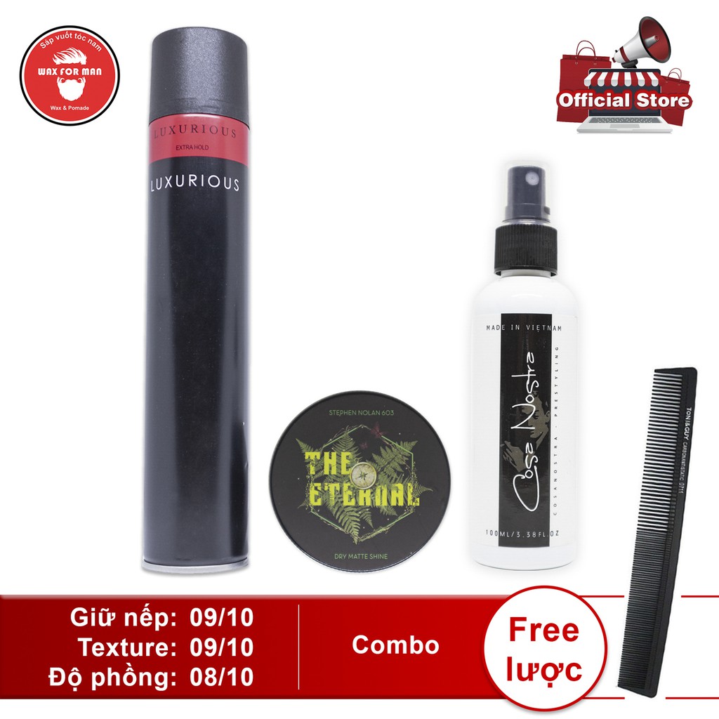Sáp vuốt tóc The Eternal Stephen Nolan 603 + pre-styling + gôm