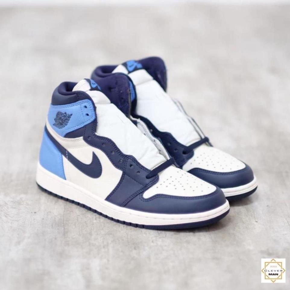 [FREESHIP+VOUCHER] Giày Thể Thao Sneakers AIR JORDAN 1 Retro High Obsidian UNC Xanh Than Gót Xanh Dương Cao Cổ