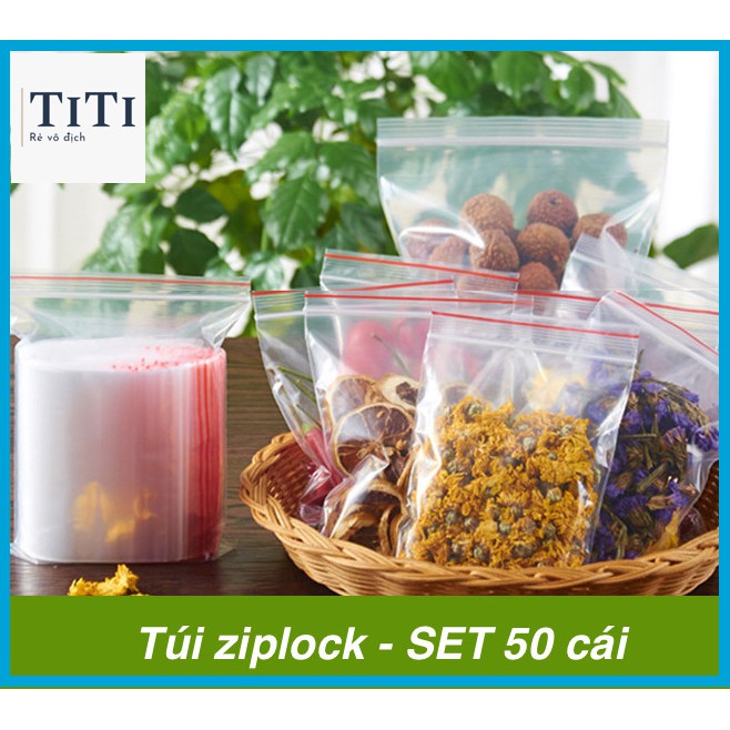 SET 50 túi nhựa PE bảo quản thực phẩm đồ gia dụng - Túi zip - Túi ziplock 14 * 20cm — 22 * 32cm