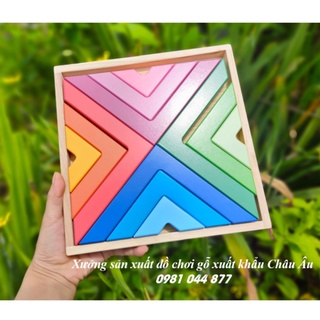 đồ chơi gỗ - Bộ xếp hình góc chéo- đồ chơi xếp hình sáng tạo, xếp hình khối, đồ chơi thông minh kèm sách - hàng việt nam