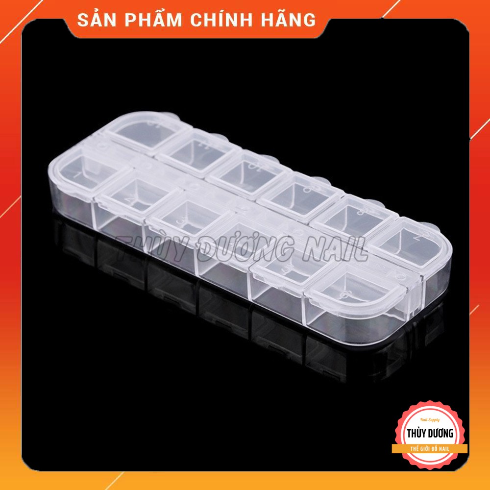 Khay hộp 12 ô đựng charm, đá, phụ kiện nail