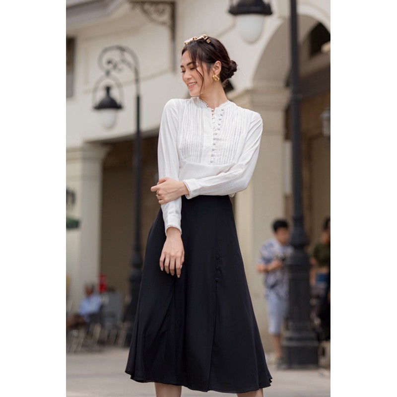 Áo clothesrack dài tay cài nút bọc Adela