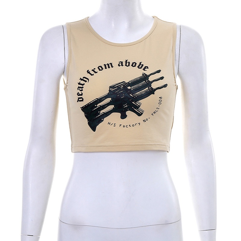 Áo Croptop Sát Nách In Họa Tiết Phong Cách Gothic Punk Thời Trang Mùa Hè Cho Nữ