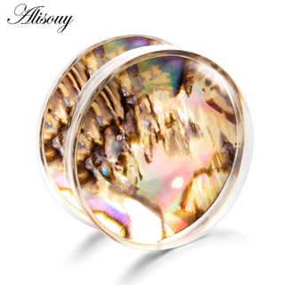 Alisouy 2 Máy Đo Tai Đường Hầm Acrylic Trong Suốt Tím Động Vật Hoa Thời Trang Tai Cắm Đường Hầm Mở Rộng Xuyên Cơ Thể Cáng