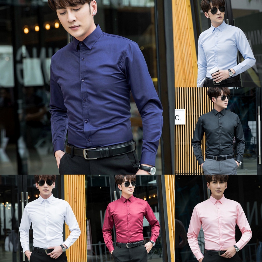 Áo Sơ Mi Polo Tay Dài 6 Màu Sắc Lựa Chọn Size M-5XL Cho Nam