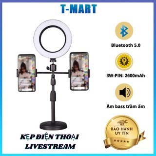 Đèn LED livestream Để Bàn Tích Hợp 2 Kẹp Điện Thoại Có 3 Chế Độ Ánh Sáng, Góc Điều Chỉnh Tự Do