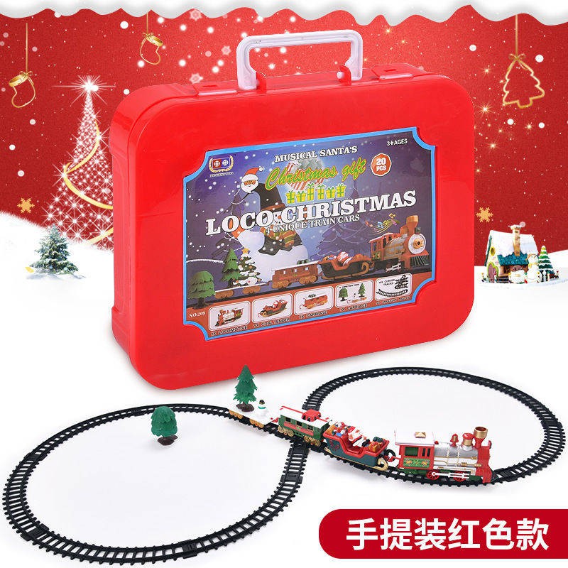 Christmas Electric Rail Train Train Children's Cha mẹ-con Tương tác Đồ chơi Ánh sáng Âm nhạc Xe lửa Tự làm Bộ theo dõi