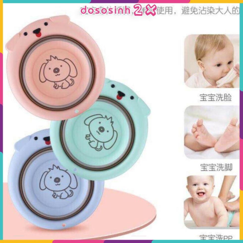 Chậu rửa mặt gấp gọn silicon cho bé tiện lợi