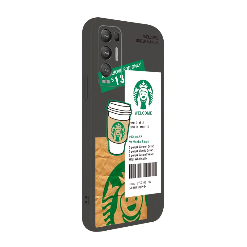Ốp Điện Thoại Viền Vuông Họa Tiết Starbucks Cho OPPO A17 A17K Reno7 Reno8 4G Reno6 Z 5G Reno 5 Pro 4 3 Reno2 Z F A95 5G A76 A96 A57 A77