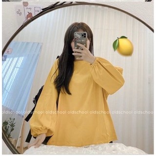[Ảnh thật/Video]Áo pull cổ tròn tay bồng phong cách ulzzang