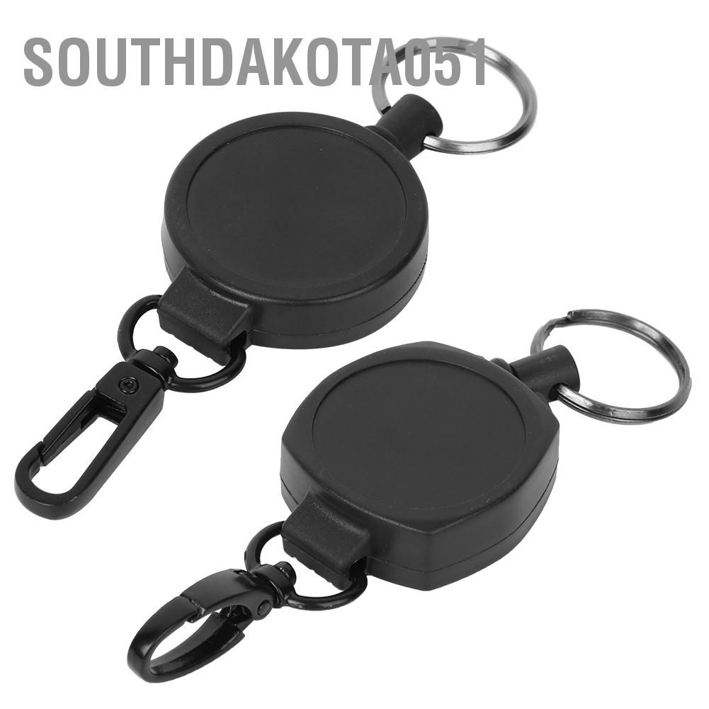 Southdakota051 Portable Stretchable Anti-Lost Anti-Theft Rebound Keychain Key Ring Black