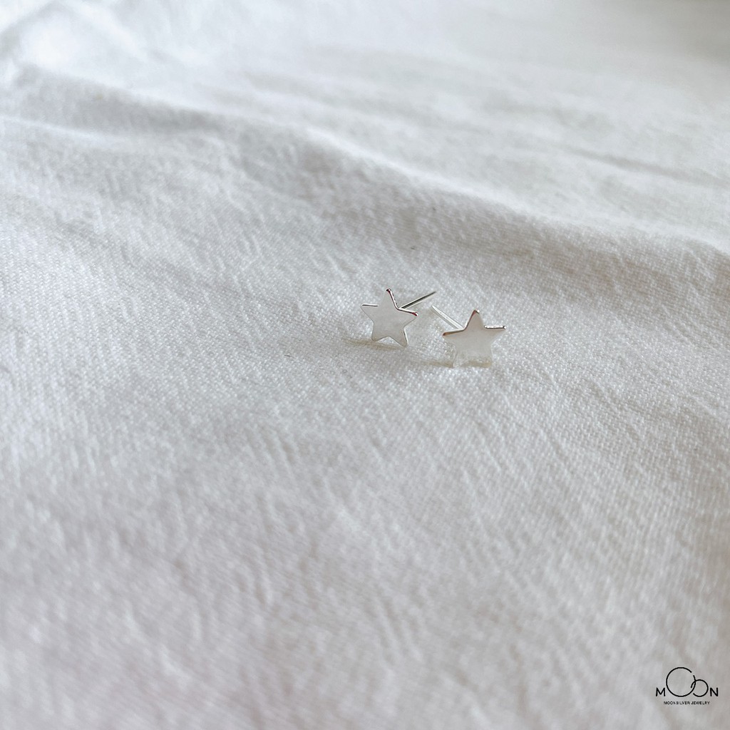 Khuyên tai bạc nữ bông tai bạc 925 nụ hình ngôi sao xinh xắn Rolling Star moonsilver