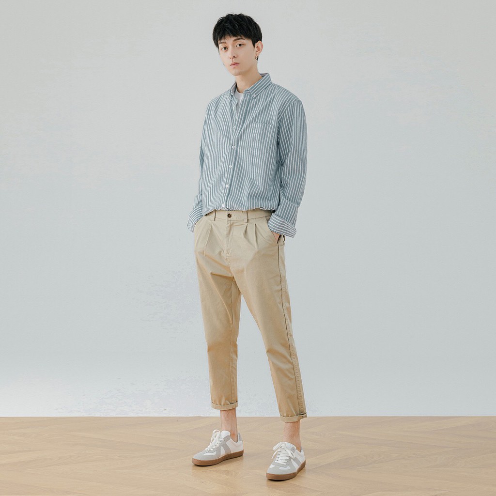 Áo sơmi nam cao cấp màu xanh sọc trắng 00048 FÚN STORE
