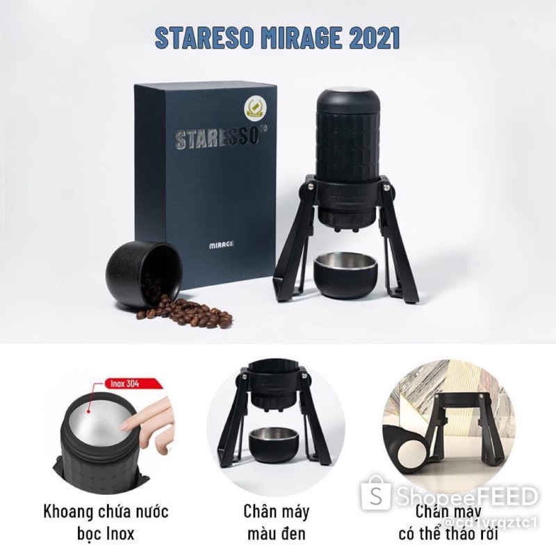 STARESSO PRO  bản 2021 CHÍNH HÃNG tặng kèm cà phê và tamper nén cafe