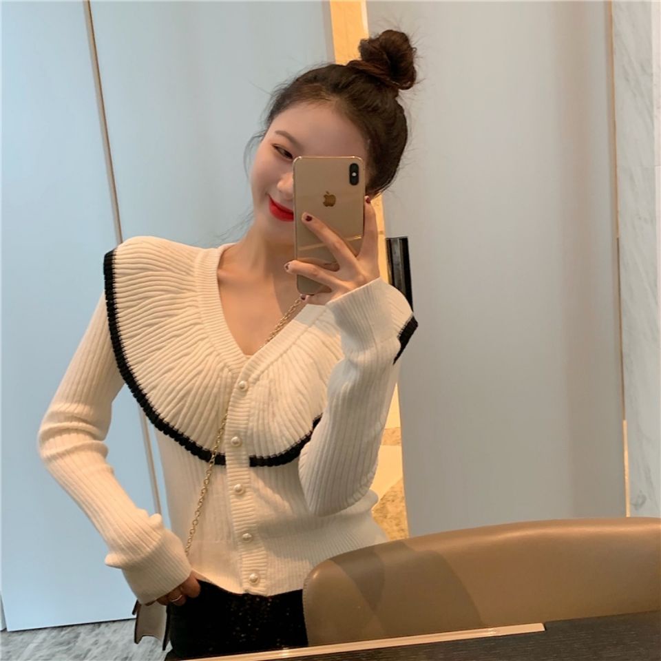 Áo Cardigan Dệt Kim Tay Dài Cổ Búp Bê Phong Cách Mới  tao bao
