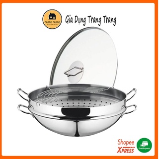 Chảo hấp wmf wok macao có vung kính 36cm - nhập đức