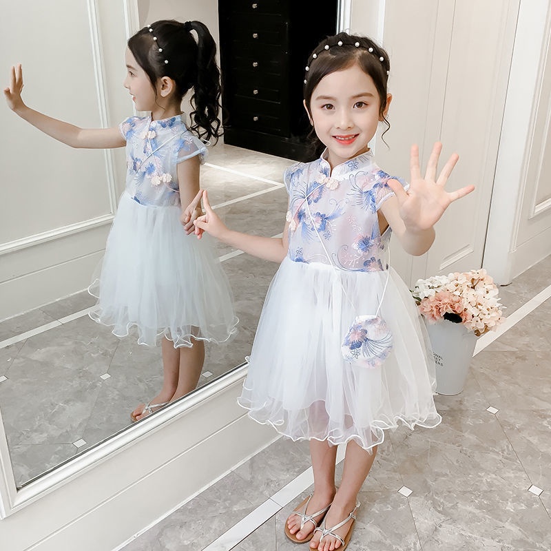 Đầm Sườn Xám Công Chúa Vải Gạc Siêu Nữ Tính Thời Trang Mùa Hè Mới Cho Bé Gái