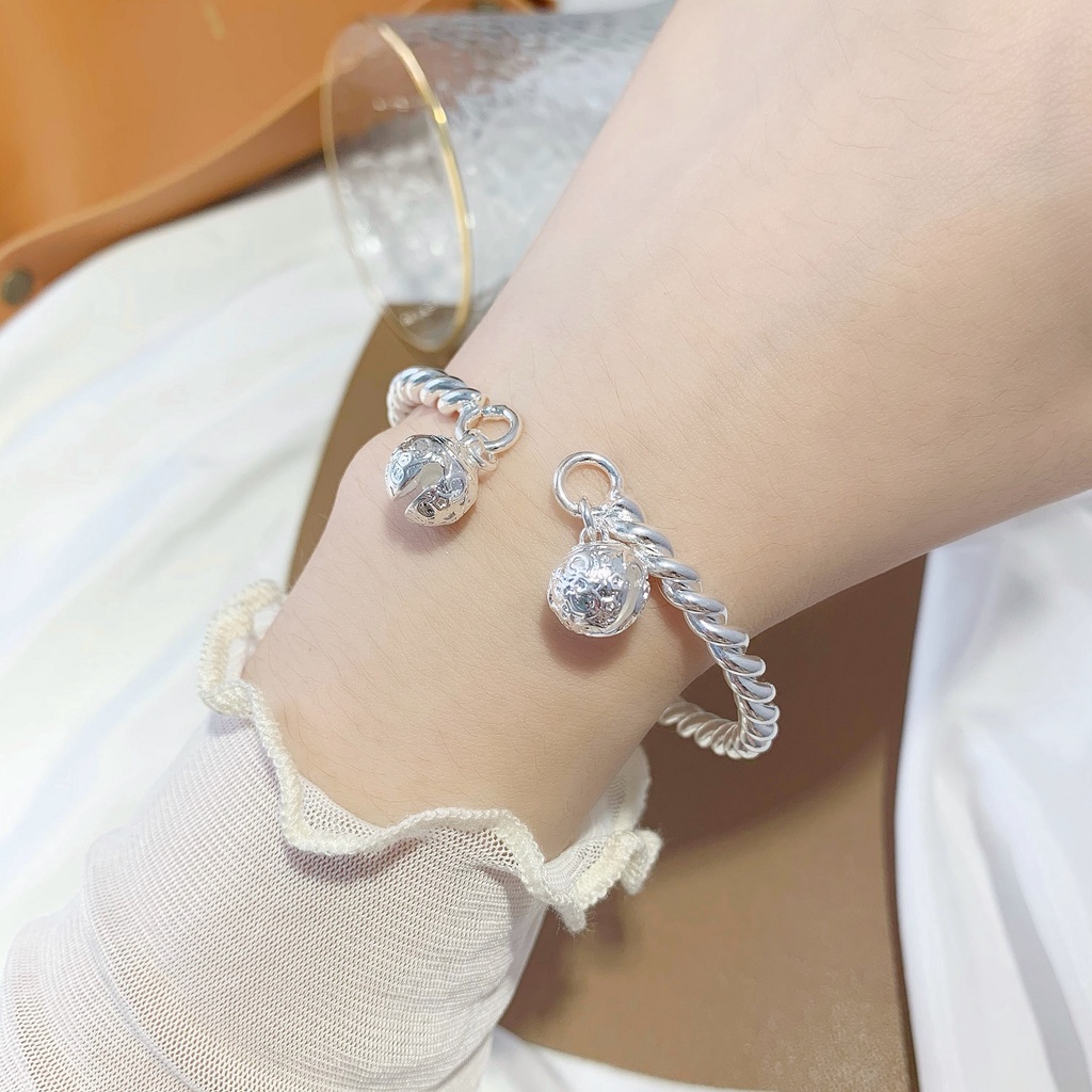 Vòng Tay Bạc 925 Kiểu Rung Xoắn Thanh Lịch, Lắc Tay Nữ Bạc