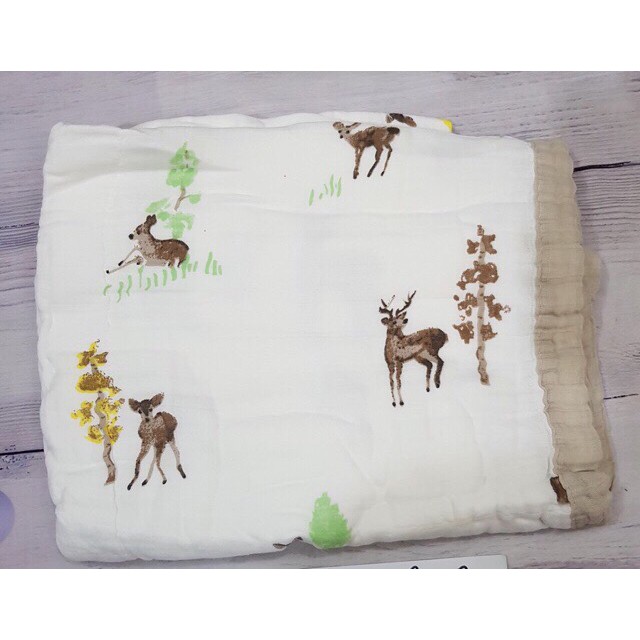 -Chăn Aden 4 Lớp Viền Màu 120x120cm , Khăn cuốn , khăn aden sợi tre