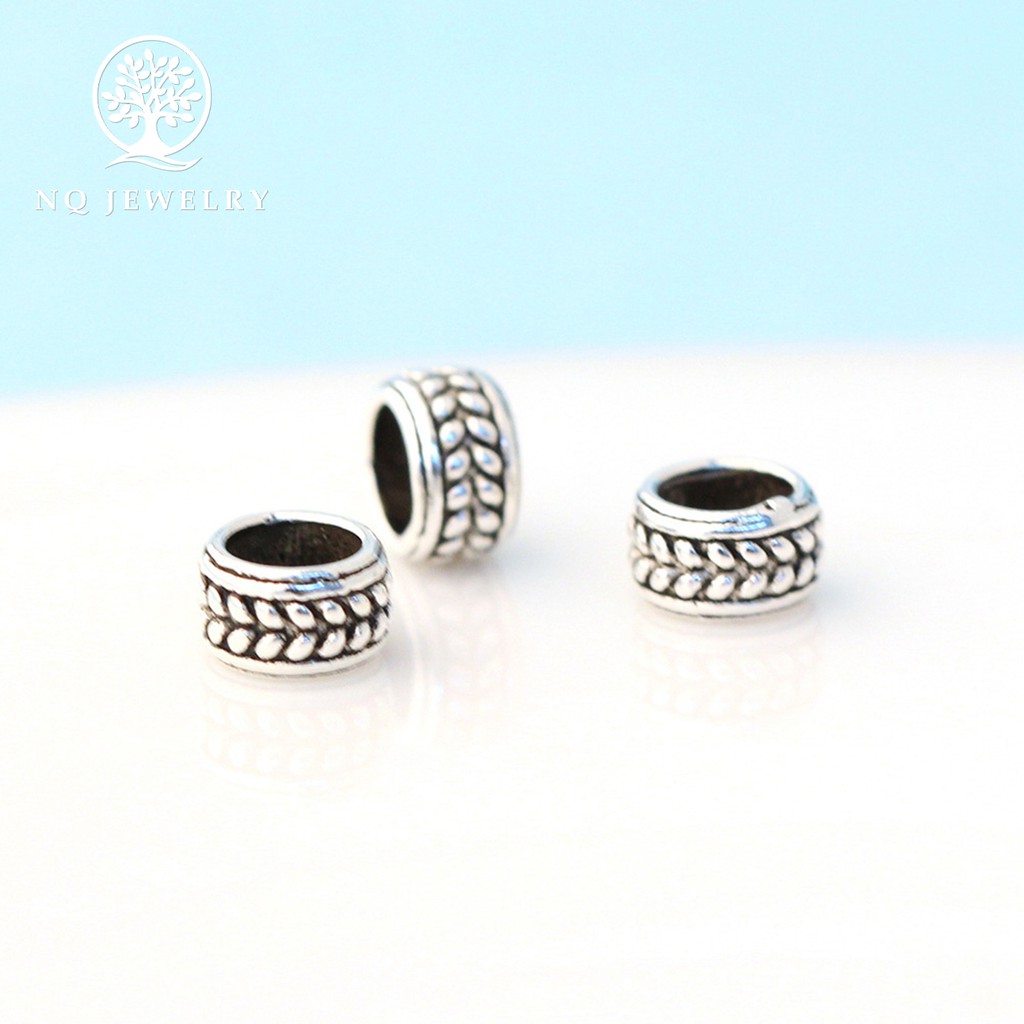 Charm bạc chặn hạt họa tiết bông lúa - NQ Jewelry