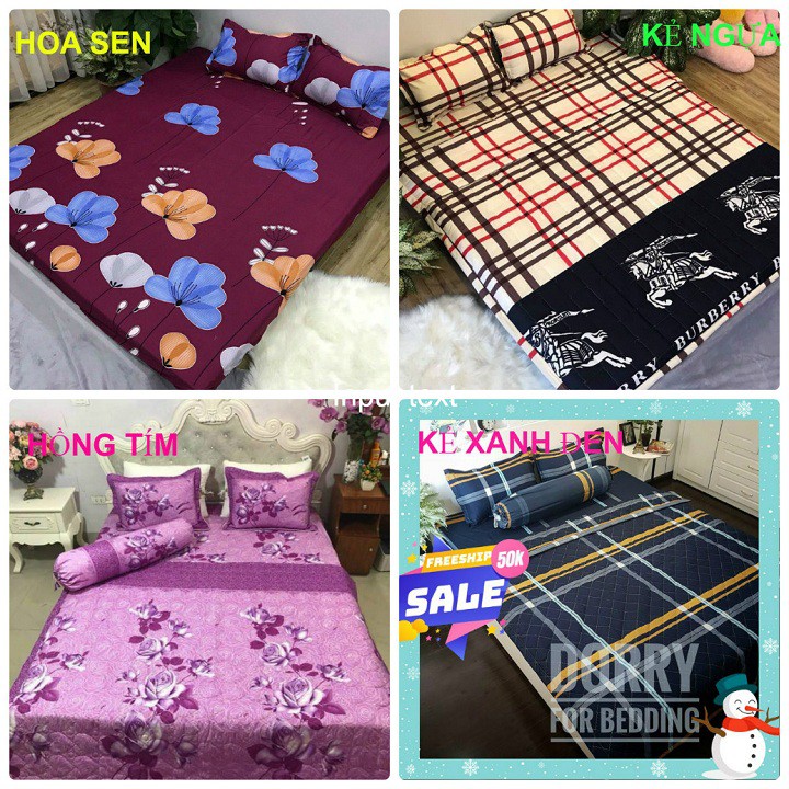 (Siêu giảm giá) SET COMBO 1 GA GIƯỜNG +2 VỎ GỐI NẰM POLY COTTON (IB CHỌN MẪU )