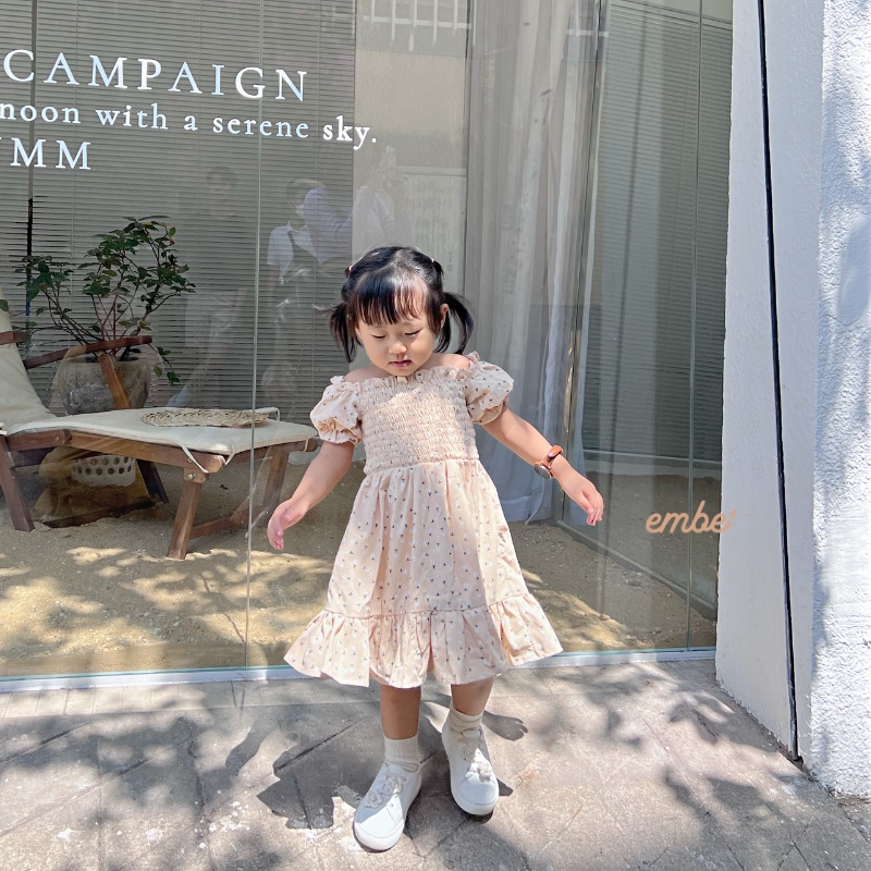 Đầm váy nhún hoa nhí EMBE' phong cách Hàn Quốc cho bé gái - Bella Dress